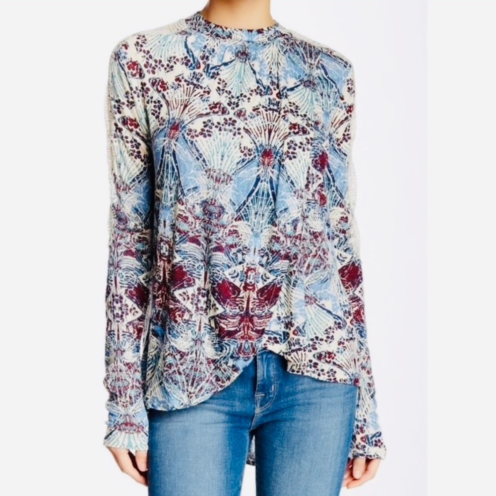 Free People Long Sleeve High Low Top Sz Large